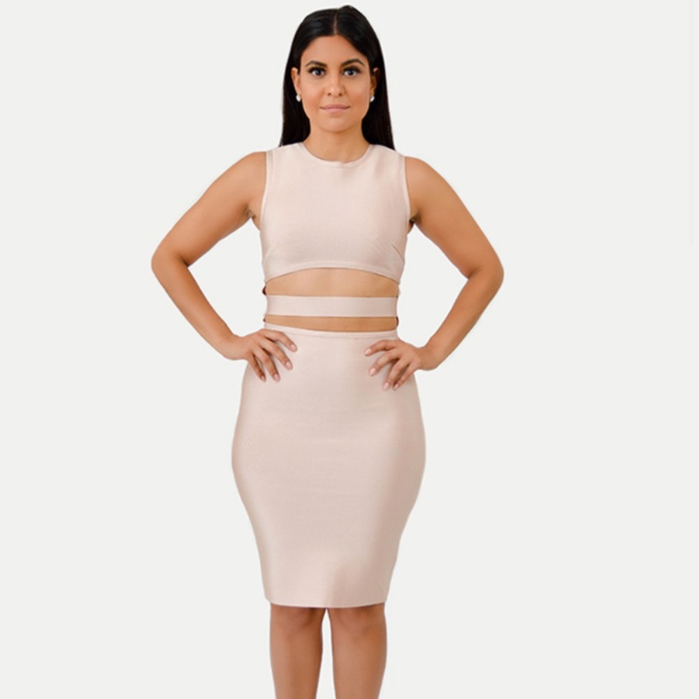 Apricot mid cutout dress
